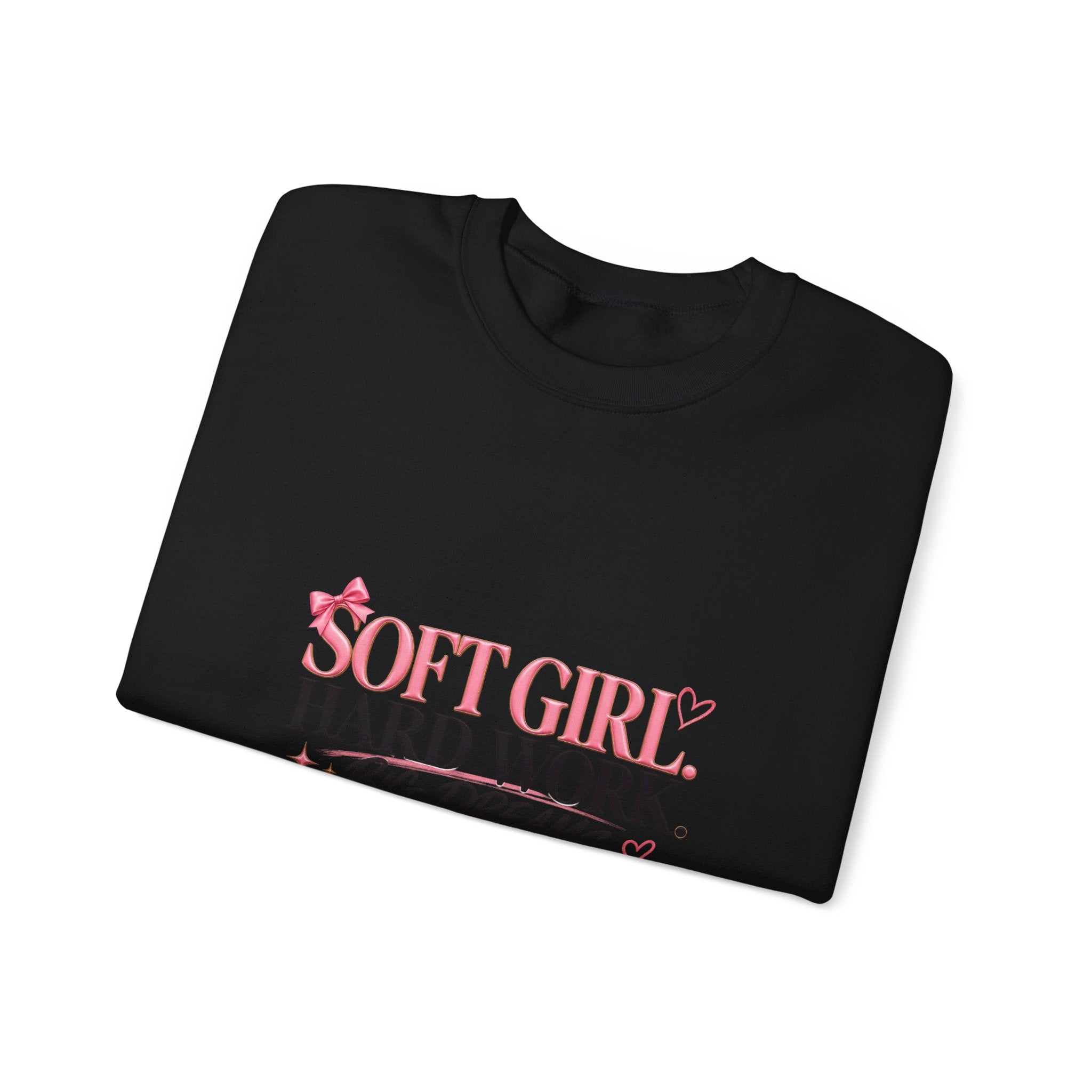 Soft Girl Crewneck Sweatshirt – “Soft Girl, Hard Work, Big Dreams” Cozy Pullover