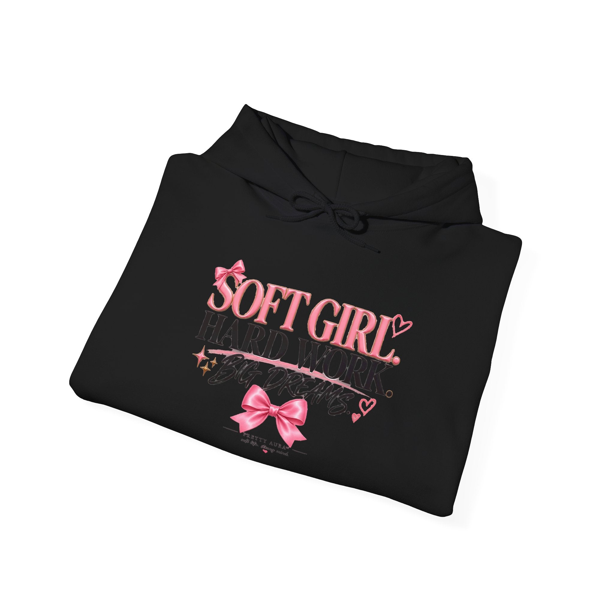 Soft Girl Hoodie - “Soft Girl, Hard Work, Big Dreams” Floral Graphic Pullover