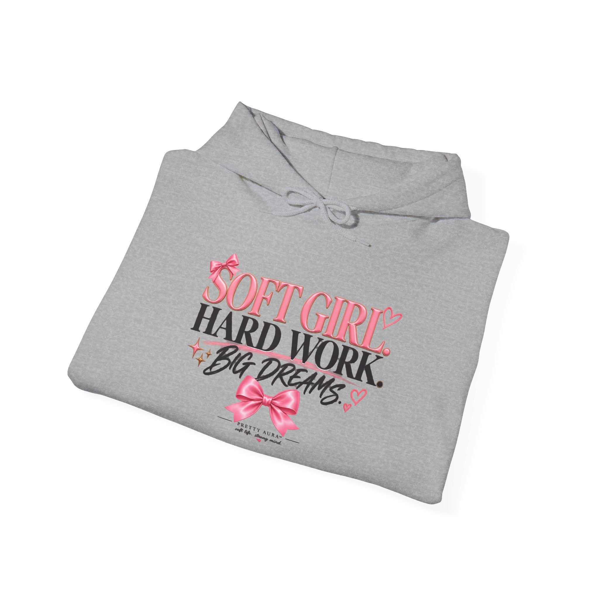 Soft Girl Hoodie - “Soft Girl, Hard Work, Big Dreams” Floral Graphic Pullover